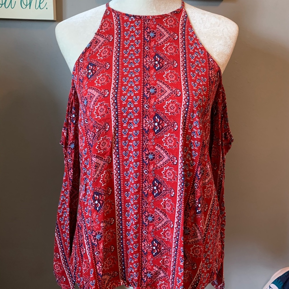 Hollister cold shoulder long sleeve shirt